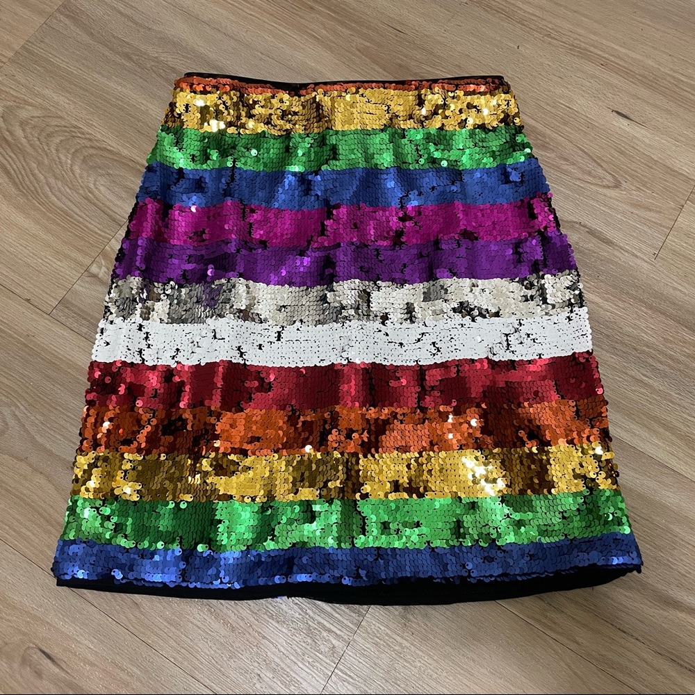 X by NBD Revolve Rainbow Sequin Meow Embelished Mini Skirt - Size XXS NWT